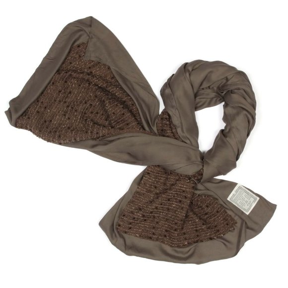 BEARDSLEY Brown Tufted Knit Solid Contrast Boho Gypsy Neck Scarf 78" x 26 1/2" - Picture 1 of 3